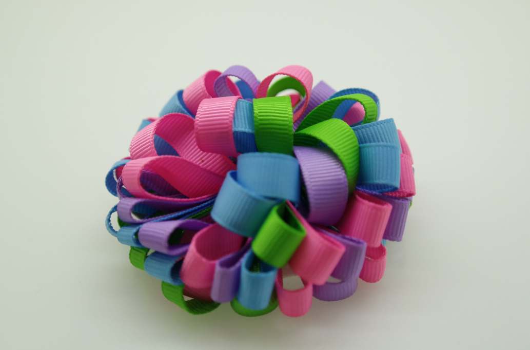 Small bowtique hair Bow with colors  Daffiadi Yellow, Shocking Pink, Apple Green
